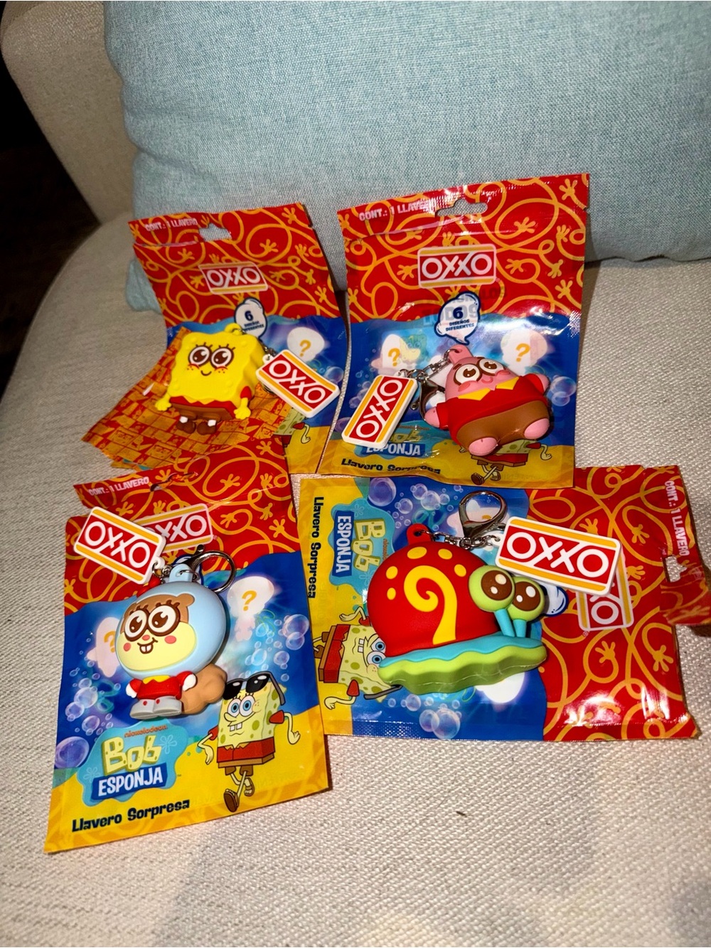 Oxxo Bob Esponga Llavero Keychain sponge bob set of 4